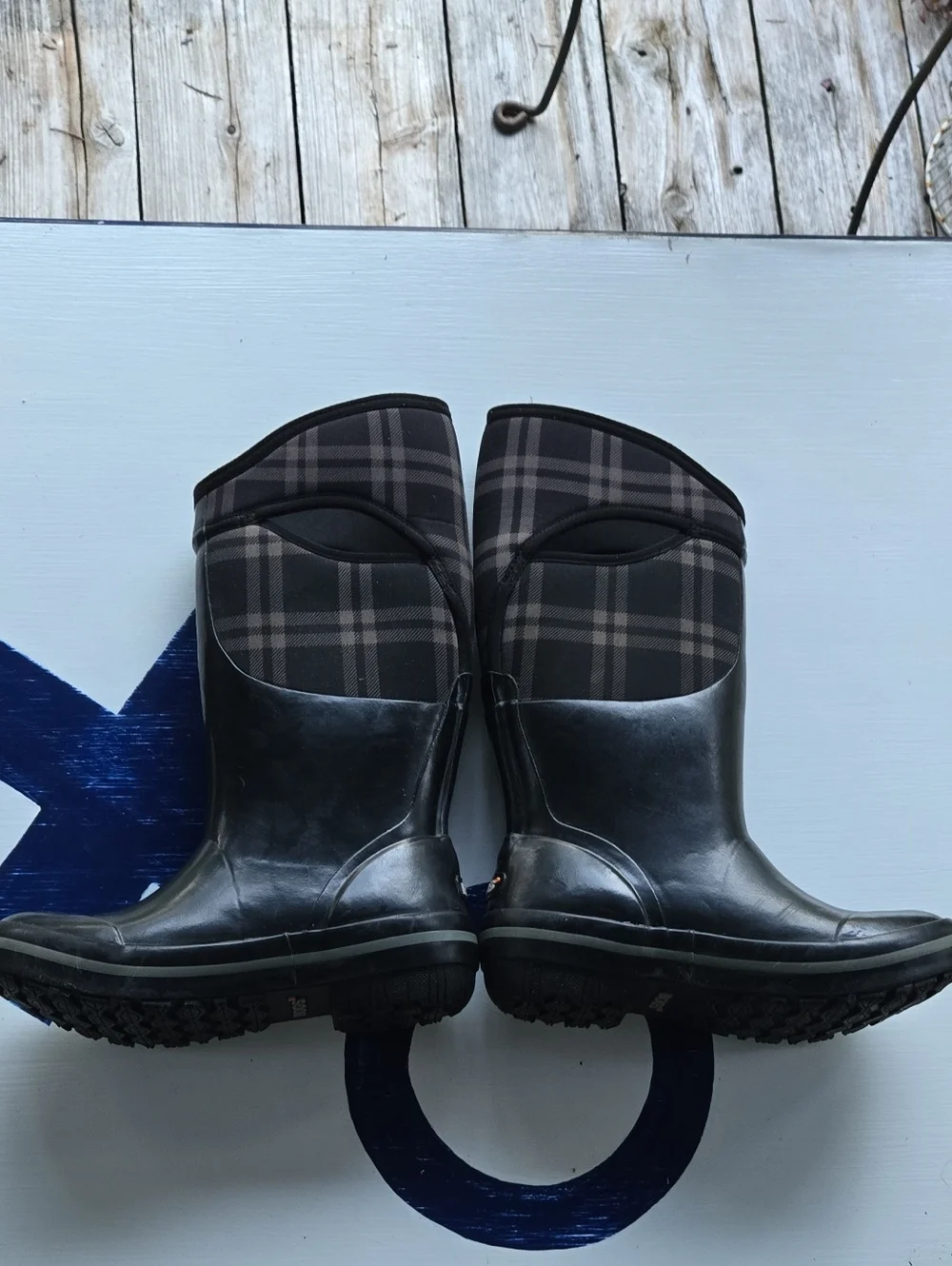 Bogs Plimsoll Plaid Tall Rain Boots Size US 7 EU 38